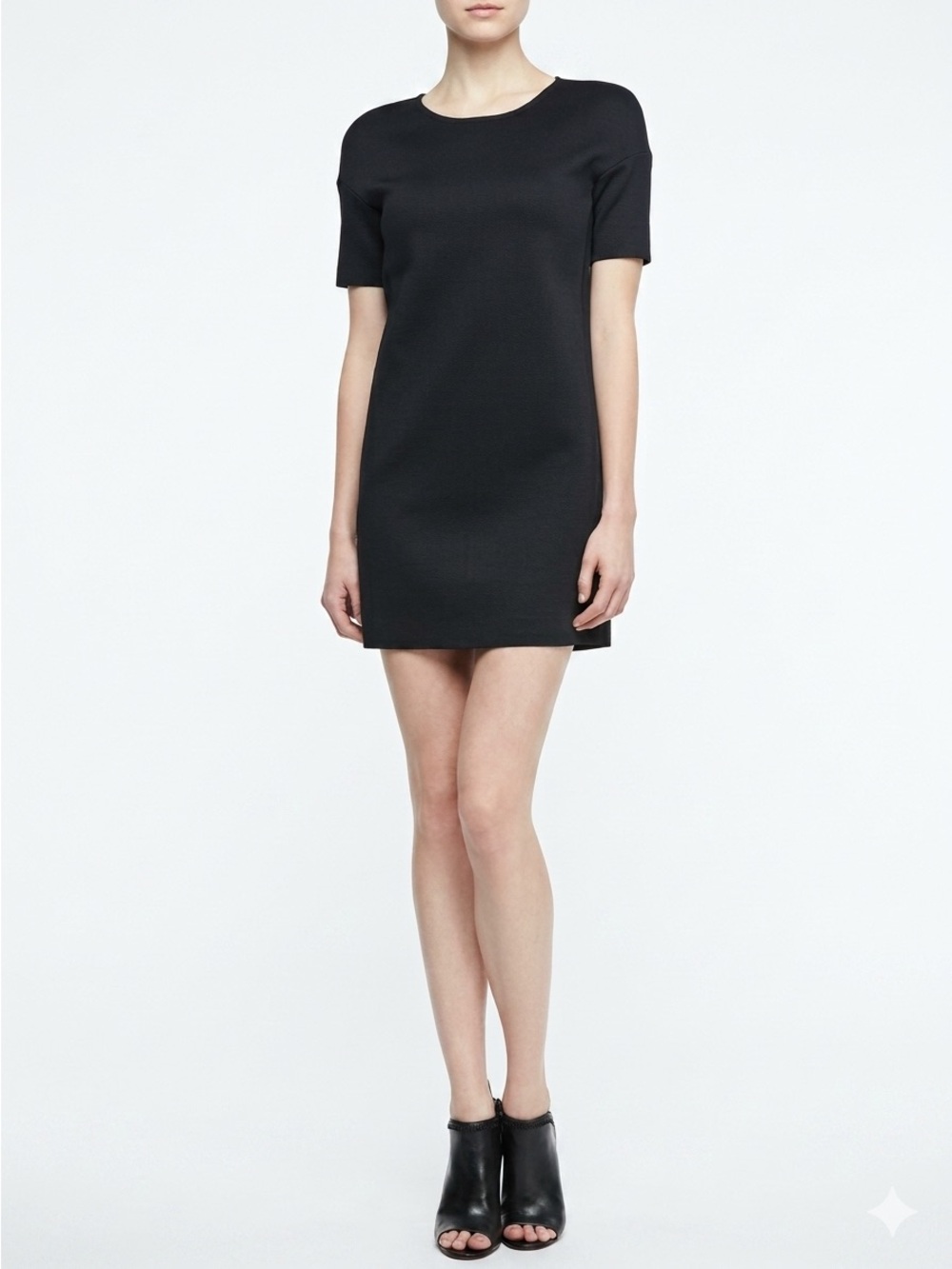J Brand Cabot Scuba Shift Dress Black Short Sleeve Mini Size XS Like New